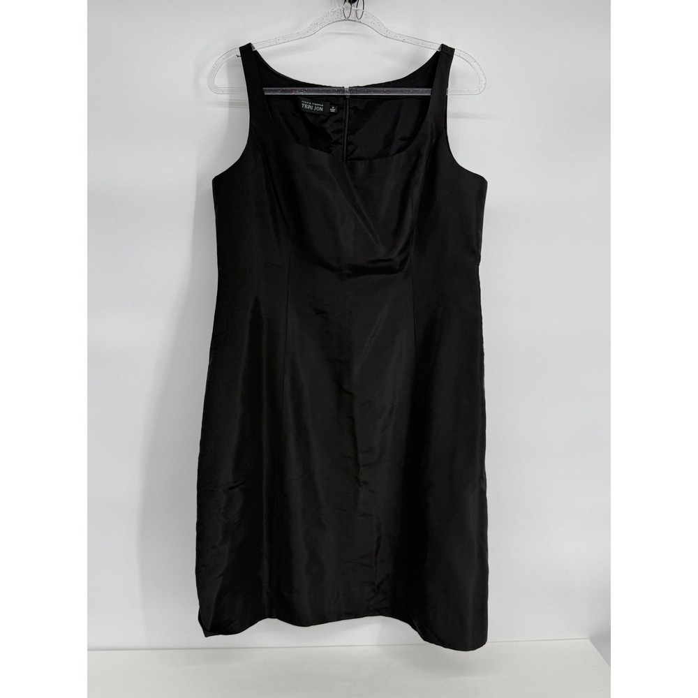 Rickie Freeman Teri Jon Black 100% Silk Sleeveless Cocktail Dress Womens Sz 12